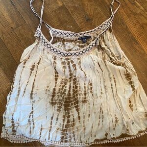 American Eagle Outfitters Cream and Brown Camisole